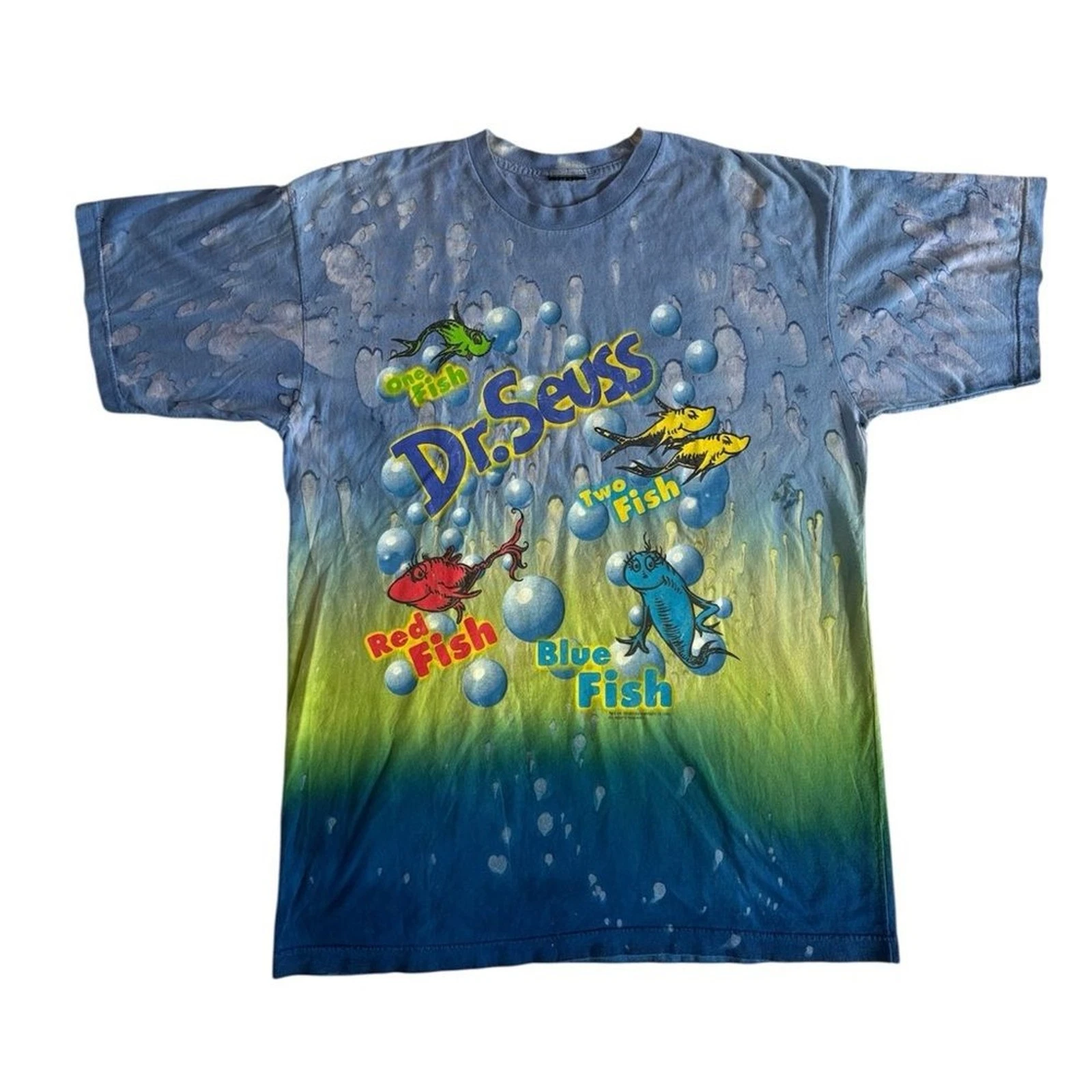 Vintage 90s Dr. Seuss T-Shirt Tie Dye FISH shirt 1997 AOP Large or XL