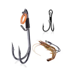 Live Shrimp Hooks 10PCS Double Fishing Hooks Shrimp Hooks Fishing Saltwater 