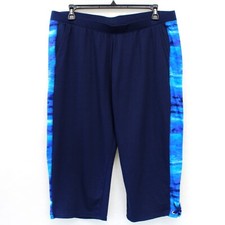 Catherines Navy Blue Tie-Dye Stripe RELAXED CAPRI Pants Petite 3X, 26/28