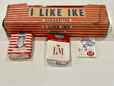 2156A-Rare 1952 I Like Ike Eisenhower Presidential Empty Cigarette Box & 2 Packs