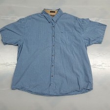 Wrangler Hero Shirt Mens XL Blue Check Button Up Short Sleeve Casual