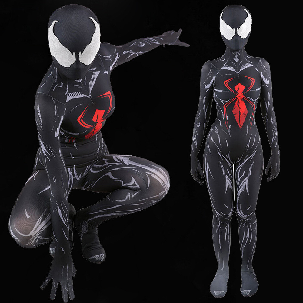 Black Widow Venom Jumpsuit Spider-Woman Cosplay Costume Adult Kids