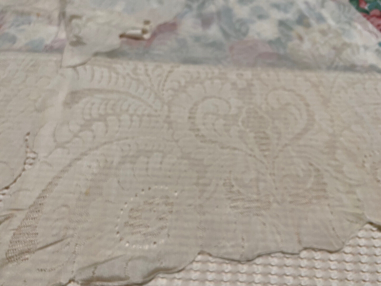 Vintage Antique Cream Silk Floral Shawl Wedding 8… - image 3