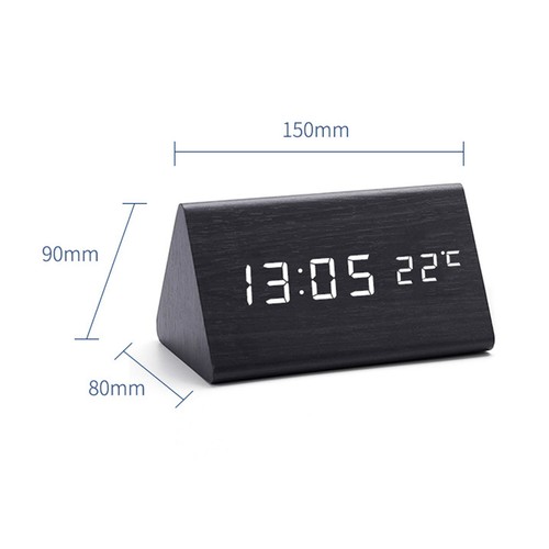Digital Alarm Clock Wooden Table Desk Bedside LED Clock With Temperature AU - Picture 7 of 18