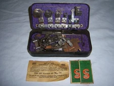Vintage GREIST Rotary Sewing Machine Attachment Kit Tin Case Accessories Parts