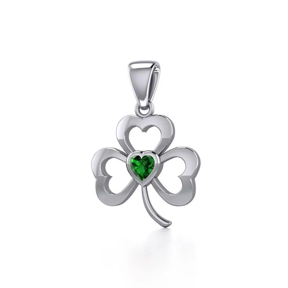 Celtic Trifoglio Irlandese 925 Pendente Argento Sterling Gioielli Scelta Cuore - Immagine 2 di 4