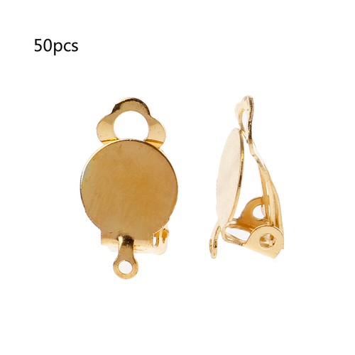 50Pcs Tray Flat Round Clip-on Earring Converter DIY Earring Pierced into Clip on - Picture 10 of 11
