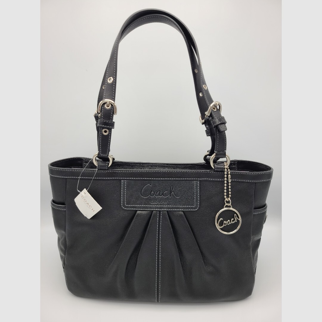 Coach Black Leather Pleated East West Gallery Tote Bag Coach Black Leather Pleated East West Gallery Tote Bag
