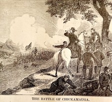 Battle Of Chickamunga 1881 President Garfield Wood Engraving Victorian DWFF7