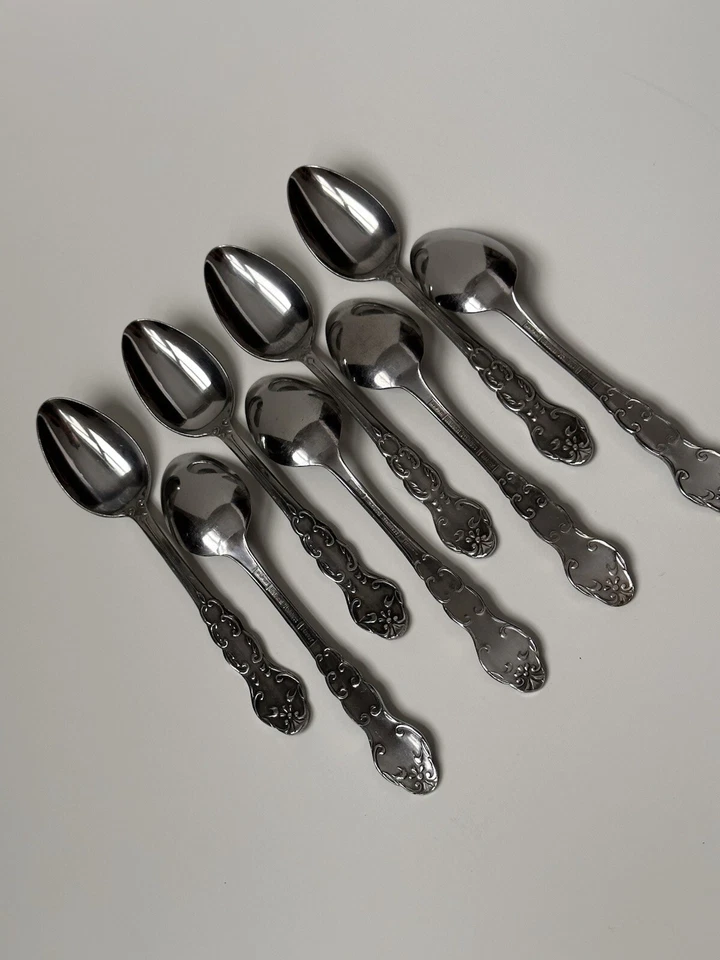 Cucharadita Nancy National Inoxidable Japón Punta Flor Brillante 8 piezas Foto 3 de 3