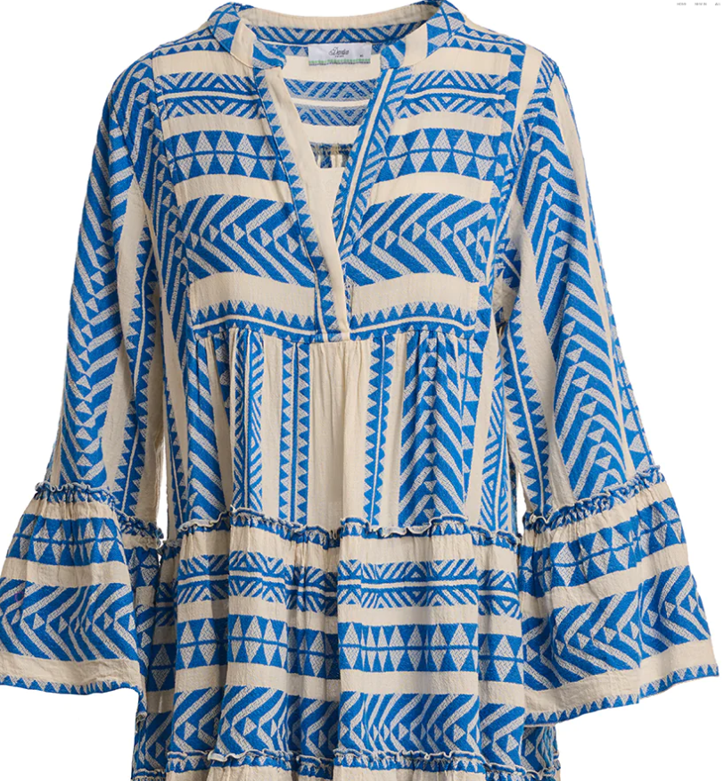 Devotion Twins Embroidered Ella Tunic Dress | Blue/Off White Devotion Twins Embroidered Ella Tunic Dress | Blue/Off White