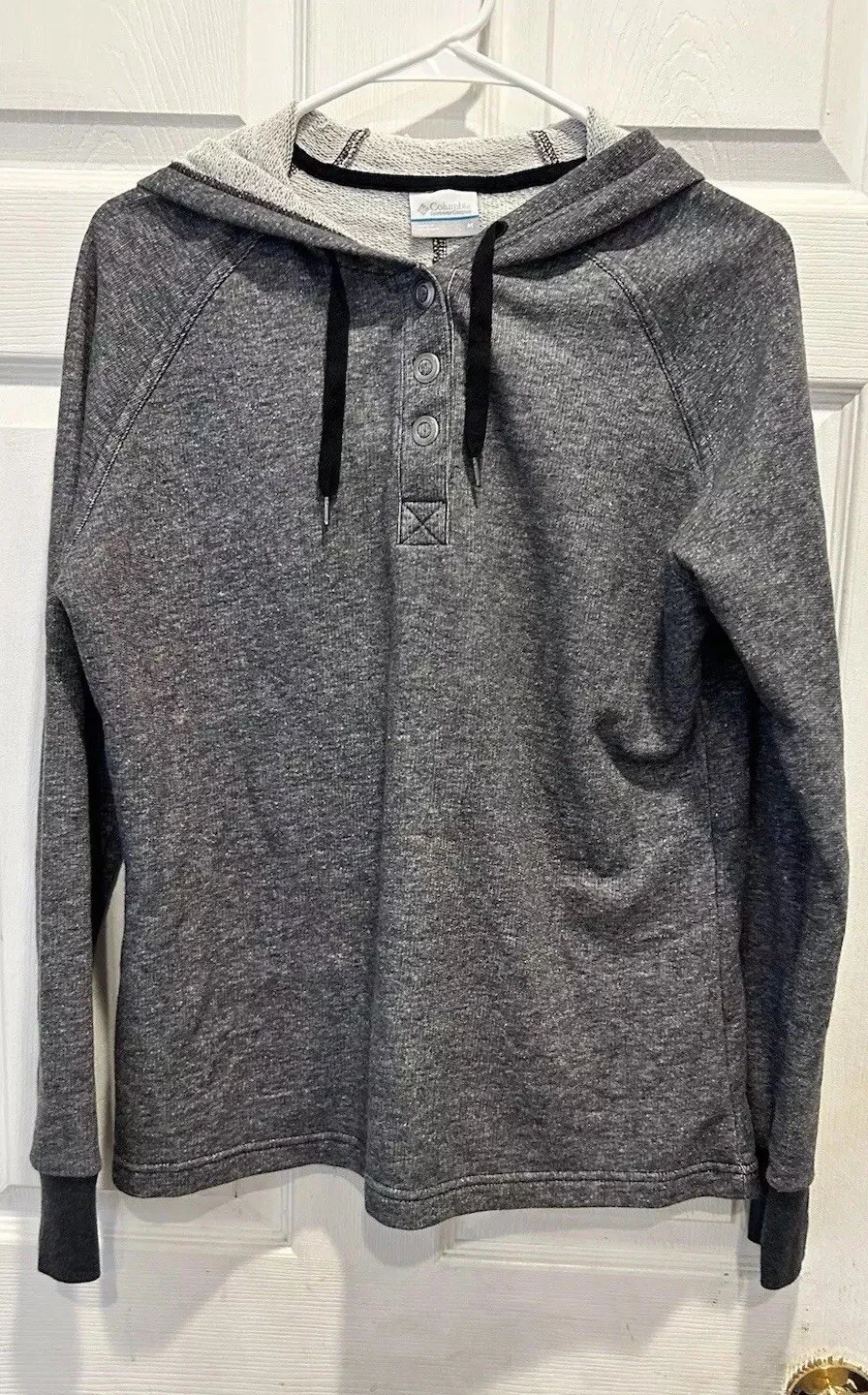 Columbia Women's Heather Gray Pullover Hoodie Sweatshirt Medium
