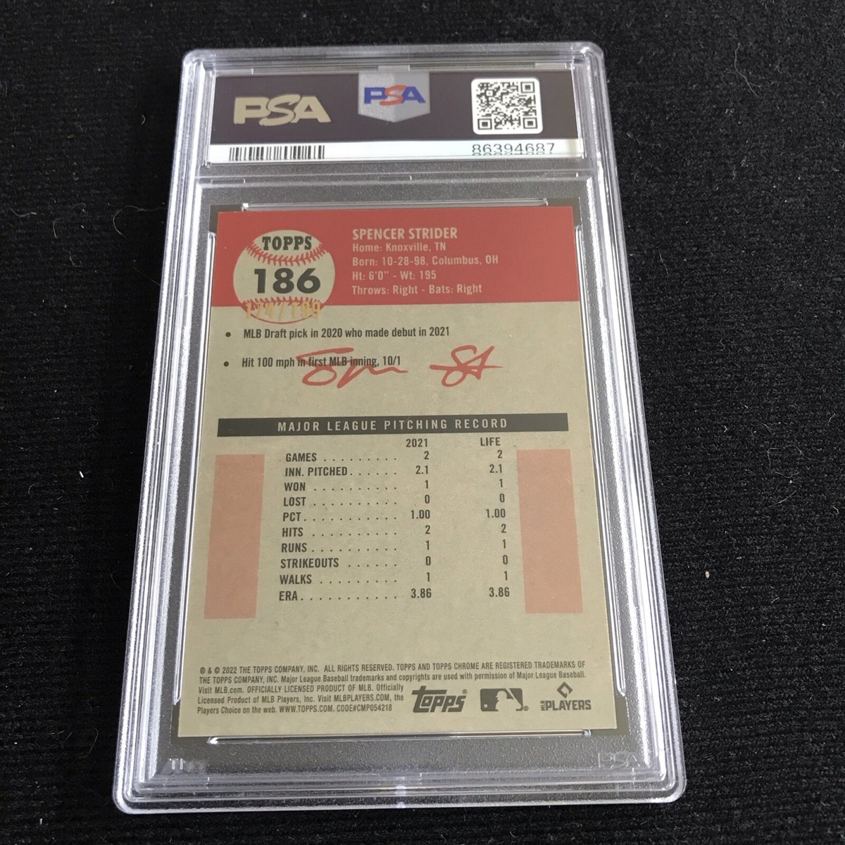 2022 Topps Chrome Platinum Anniversary - Spencer Strider #186 Blue