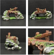 Aquarium Mountain View Stone Resin Ornament Moss Tree Bridge Rock Cave Shelter