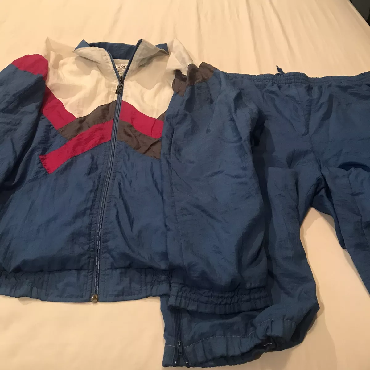 VINTAGE 80s 90s Windbreaker Zip Up Jacket Pants Track Suit READ