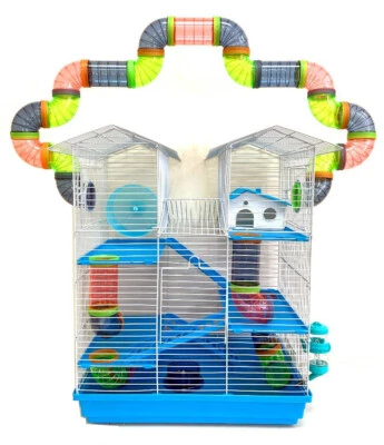 MCAGE Large 5-Levels Twin Tower Syrian Hamster Habitat Mice Rats Cage Crossover Tube