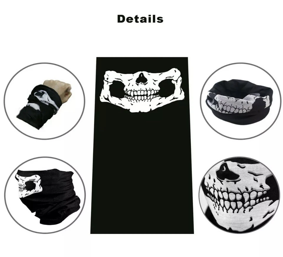 2 PCS RED COL Half Face Mask for Motorcycle Riding Skeleton Bandanas Head Scarf - Image 3 of 4