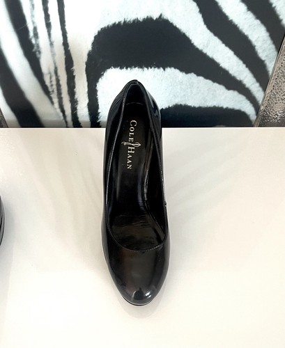 COLE HAAN N I K E AIR Black Patent Leather Platform Heel Pumps Shoes AUS/US7 - Picture 4 of 11