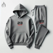 Men's Grey Sweatsuit Hoodie Joggers Tracksuit To Match Air Jordan 4 Bred