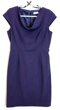 Calvin Klein Sheath Dress Women 8 Cap Sleeve Pleated Classic Career Purple