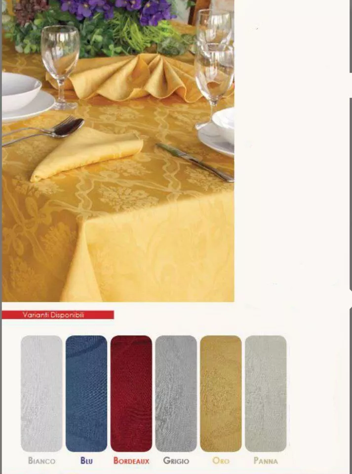 Tovaglia Damasco Fiandra Puro Cotone 100% Jacquard Elegante Qualità Premium Casa - Immagine 3 di 4