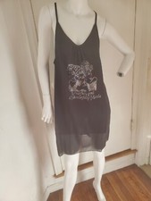 Womens Sleeveless Rhinestone Summer Dress, Black, L