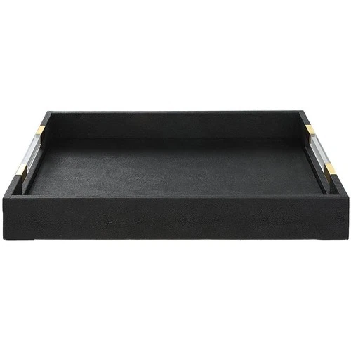 Uttermost 18059 Wessex Black Faux Shagreen with Acrylic and Brass Tray - Picture 1 of 6