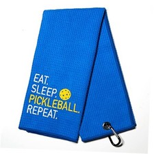 Eat Sleep Pickleball Repeat Embroidered Pickleball Towel, Pickleball 23.6 15.7