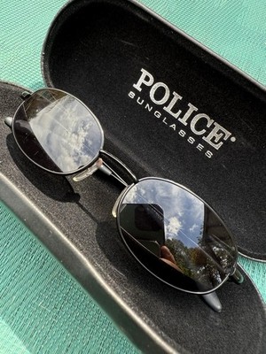 NOS Vintage Police Sunglasses 2358 Black Aviators Brand New
