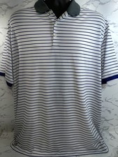 Nike Golf Polo Shirt Adult XL Blue White Striped Dri Fit Short Sleeve Mens