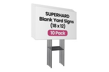 10-Pack 17x12 inch White Blank Yard Signs with Metal Stakes Waterproof