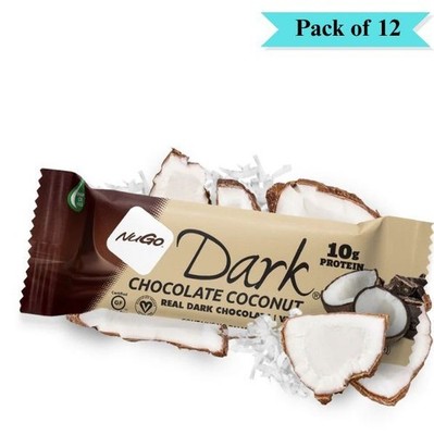 Veganer Snackriegel Dunkle Schokolade Kokosnuss High Protein - 12er Pack (je 50g)