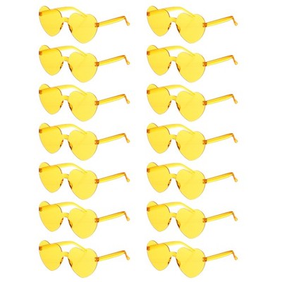 Sonnenbrille Herz Beach Party, Regenbogenglas dunkelgelb, 14 Stück