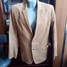 Large Mens Cowboy Vintage Western Blazer Large Corduroy Lasso USA Jacket 1970's