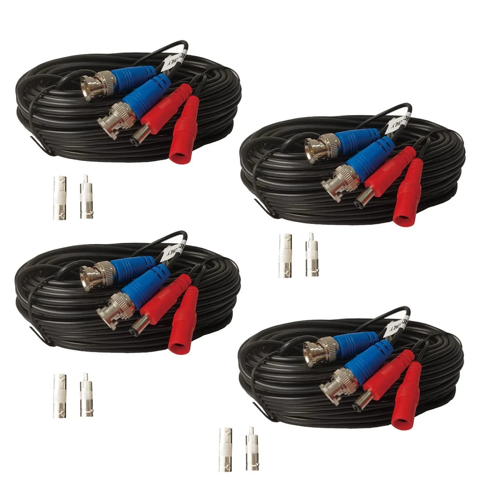 4 Pack 25Ft All-In-One Video Power Cables, Security Camera Cable BNC Extension - Image 4 of 4