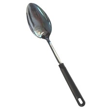 EKCO Vintage 12" Serving Spoon Stainless Steel Black Plastic Handle Made in USA