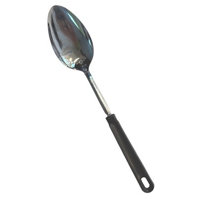 EKCO Vintage 12'' Serving Spoon Stainless Steel Black Plastic Handle Made in USA