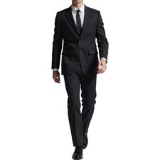 Men's Black Merino Wool Suit Classic Slim Fit Suit Made with 98 Wool S-L-R