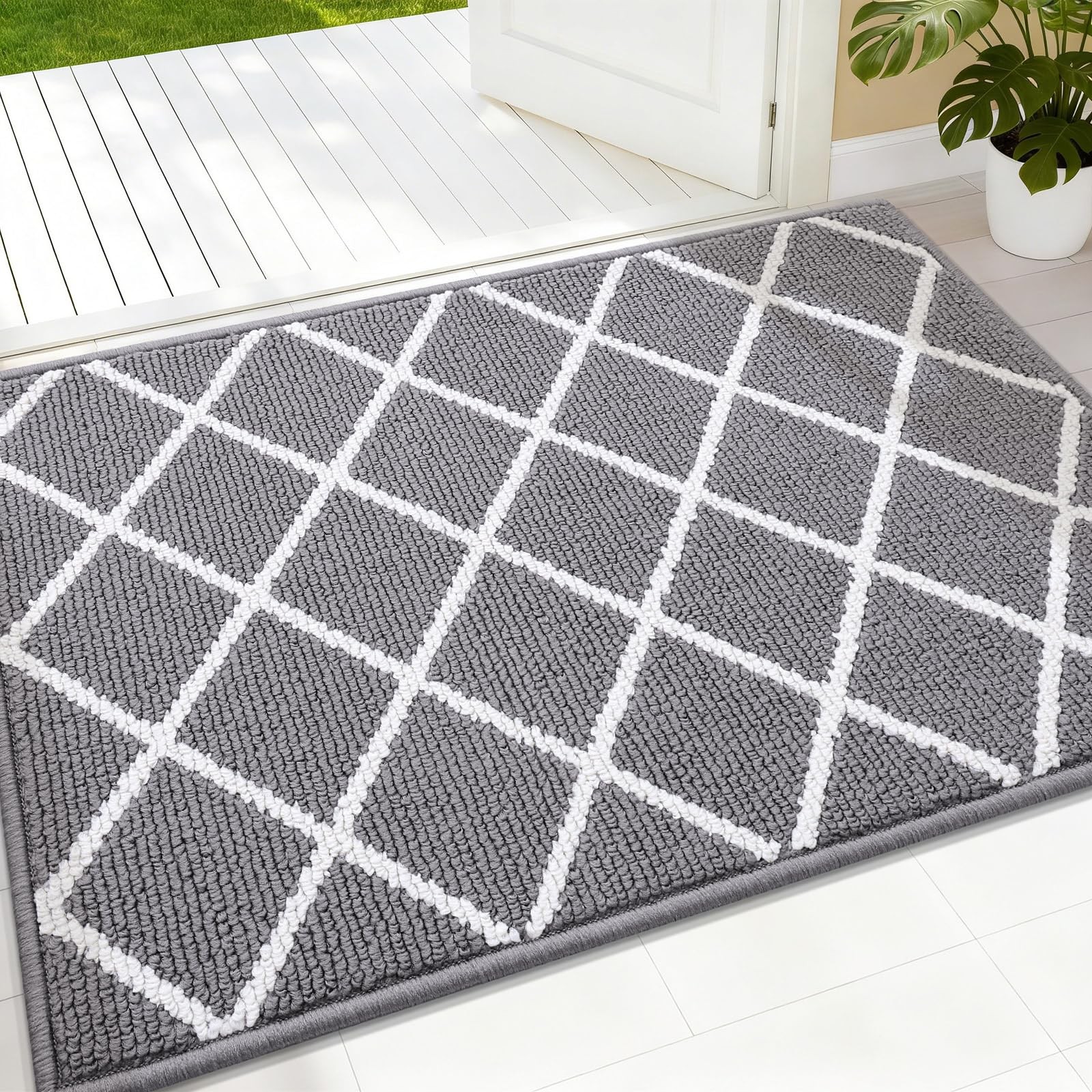 Indoor Door Mat, Dirt Resistant and Absorbent, Low-Profile, Non-Slip, Washabl...