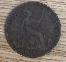 1888 One Penny Bronze Coin Queen Victoria 