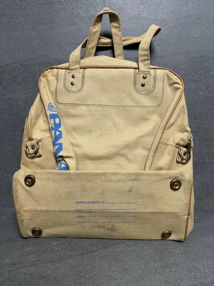 PAN AM Bag Fine Vintage Rucksack Leinen Tasche Flugzeug / Airline Reklame #425 - Bild 4 von 4