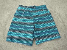 Nike Swim Shorts Mens XL Blue Geometric Striped Inseam: 10.5" Mesh Lined