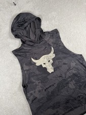 Under Armour Sleeveless Hoodie Women's L Gray Project Rock Camouflage Logo