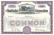Studebaker Corporation - 1950's Automotive Stock Certificate - Famous Car Maker