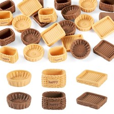 24 Pcs Miniature Dollhouse Accessories, Miniature Kitchen Basket Food Trays C...