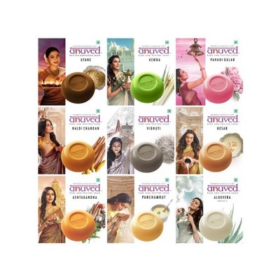Anuved Family Combo 9 Herbal Soaps - Natural Skin Care, 125g Each