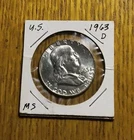 1963-D Franklin Half Dollar - Mint State (MS) KM#199 90% Silver .362 ASW