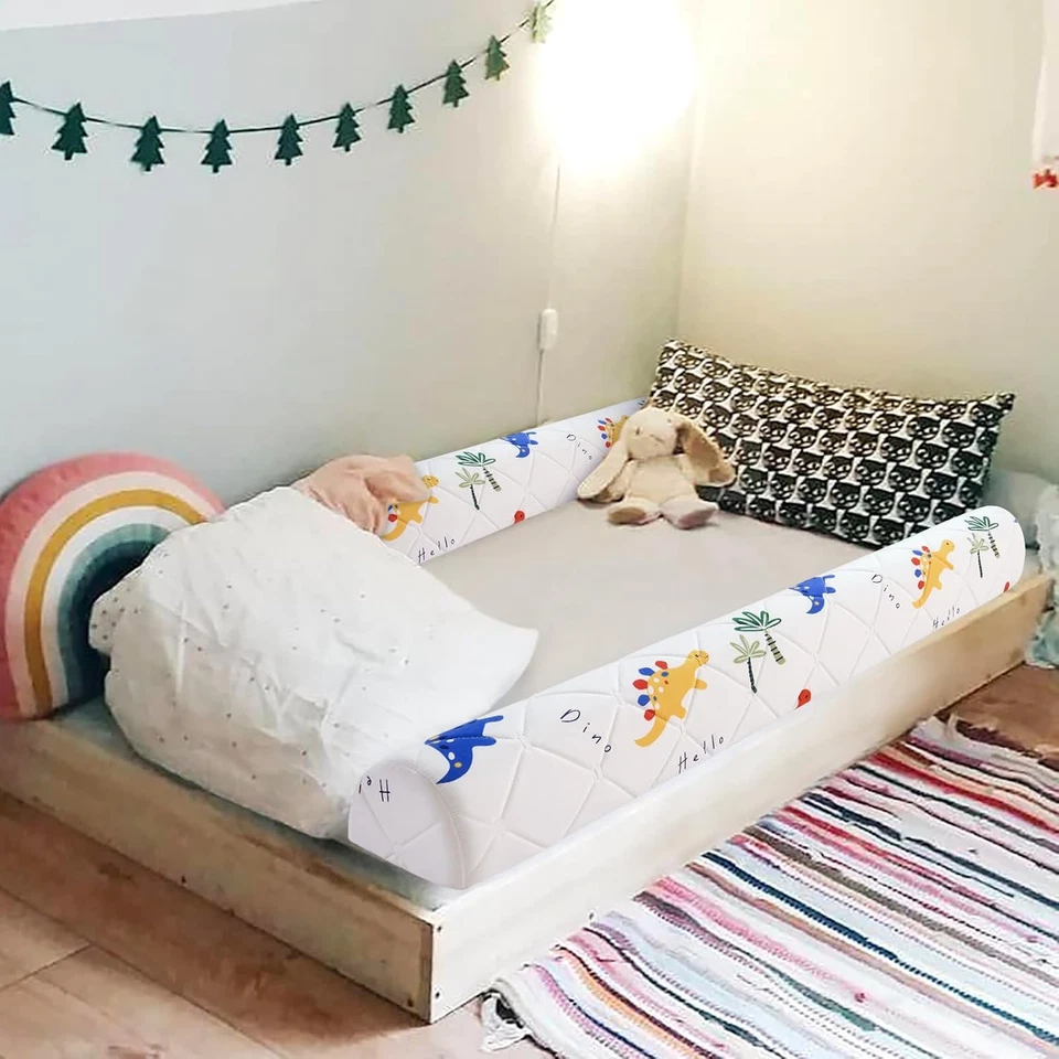 Paquete de 2 parachoques de cama de espuma premium para niños pequeños, rieles de cama antideslizantes para niños pequeños para Foto 2 de 4