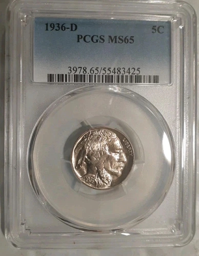 1936-D BUFFALO NICKEL PCGS MS65