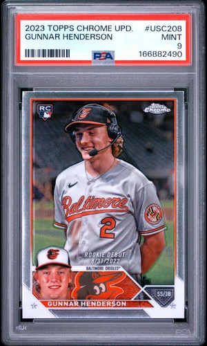 166882490 Gunnar Henderson 2023 Topps Chrome Update #USC208 Rookie RC PSA 9